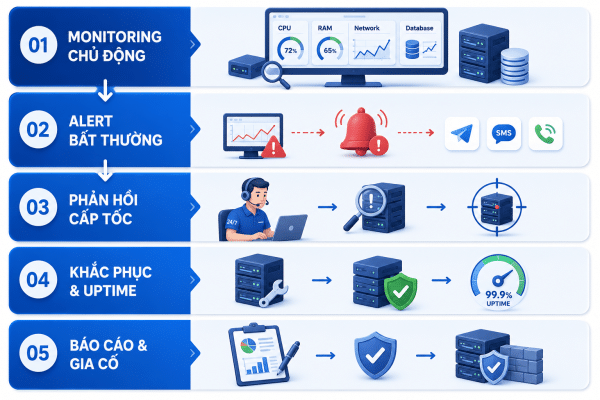 Quy trình giám sát hệ thống IT 24/7 tại VTHINKTECH