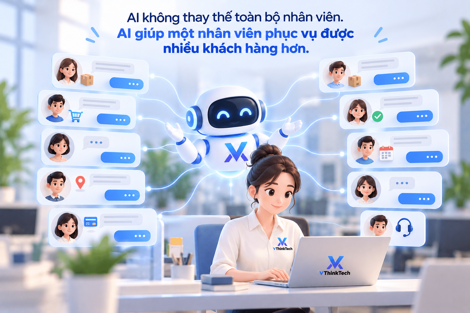 AI chăm sóc khách hàng giúp doanh nghiệp phục vụ nhiều khách hàng cùng lúc